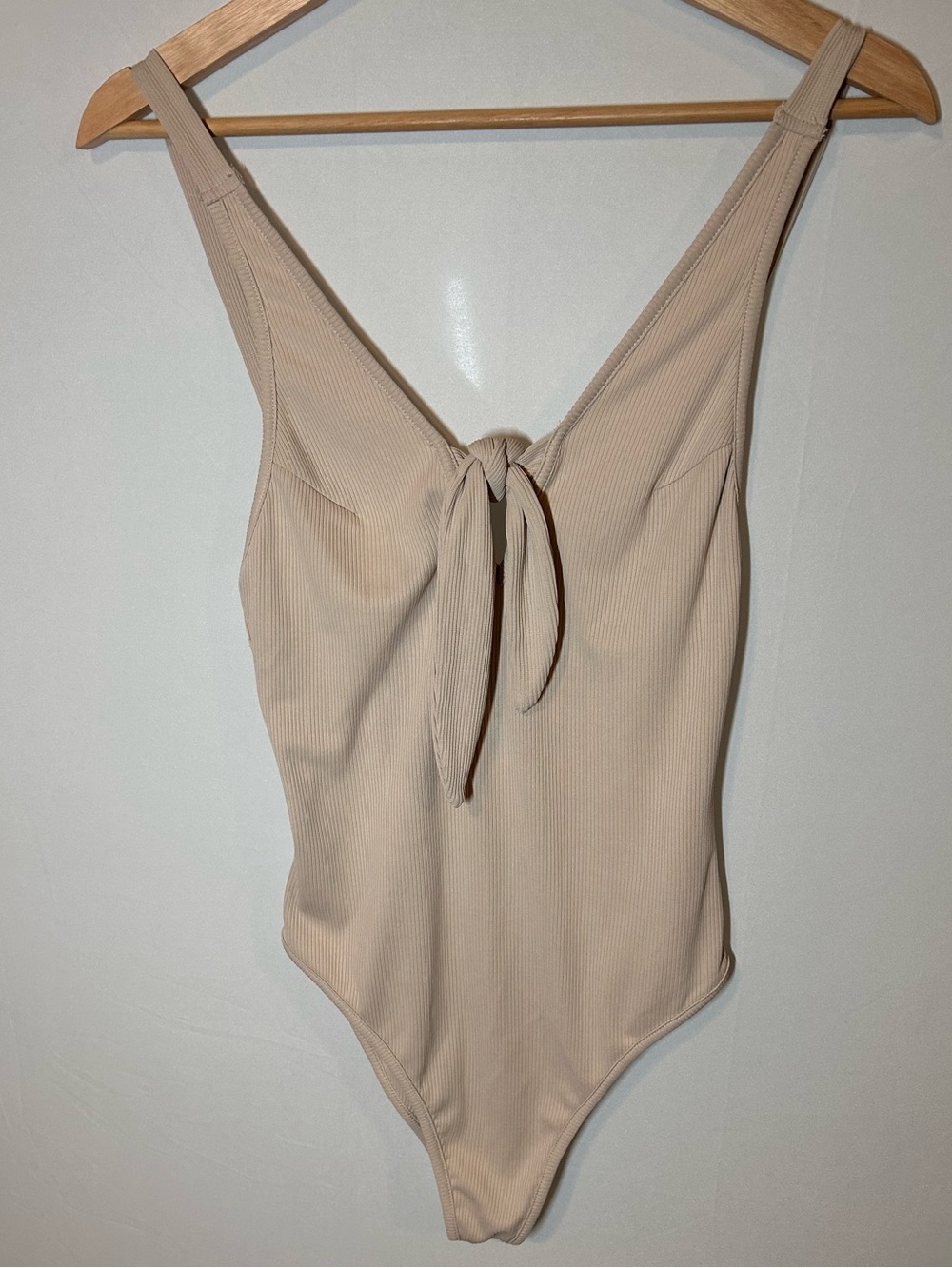 Dress Forum Ribbed One-Piece Swimsuit - Light Beige - Size M